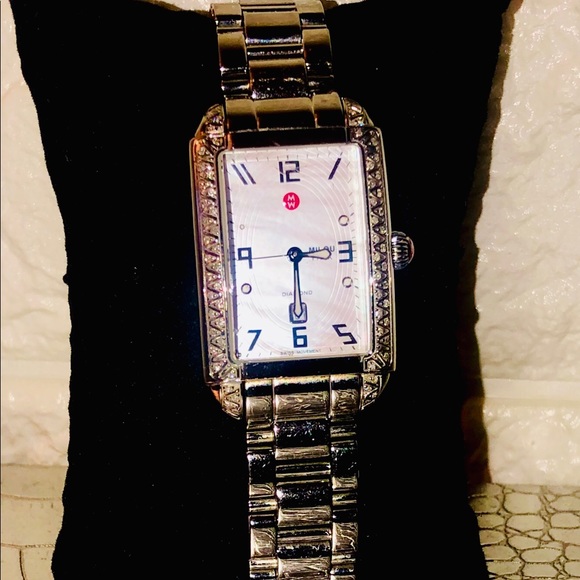 NWT Auth. Michele Watch-Diamonds/ mother of pearl face - Picture 7 of 12